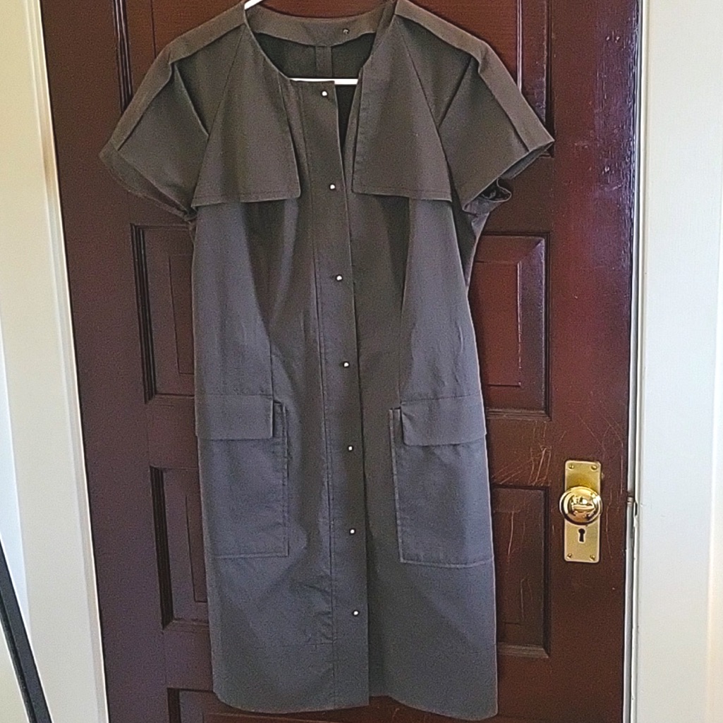 Hugo Boss Green And Gray Midi Dress